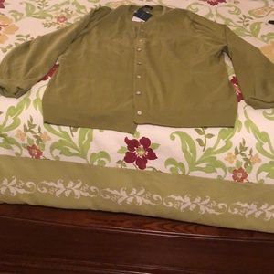 Lands End olive cardigan. NWT